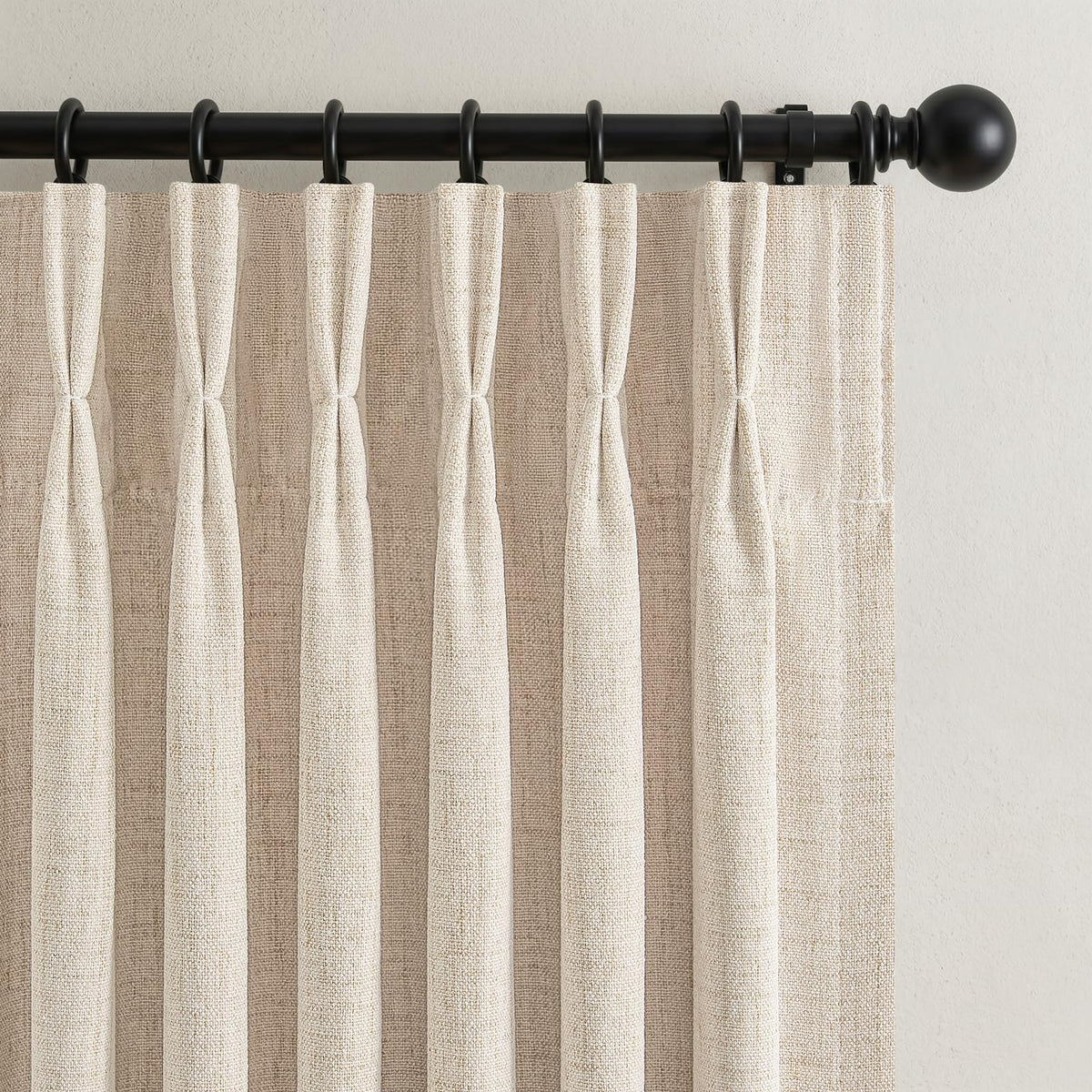 Viral Pinch Pleated Natural Curtains Blackout 96 Inches Long 2 Panels (Natural / 50"W x 96"L (Pack of 2))