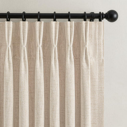 Viral Pinch Pleated Natural Curtains Blackout 96 Inches Long 2 Panels (Natural / 50"W x 96"L (Pack of 2))