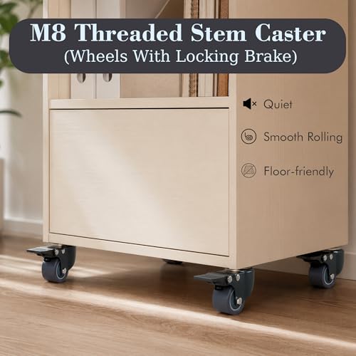 1.6 Inch M8 1.25 Threaded Stem Caster Wheels