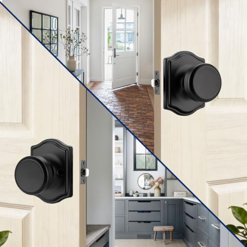 Black Door Knobs with Camelot Trim