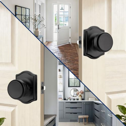 Black Door Knobs with Camelot Trim