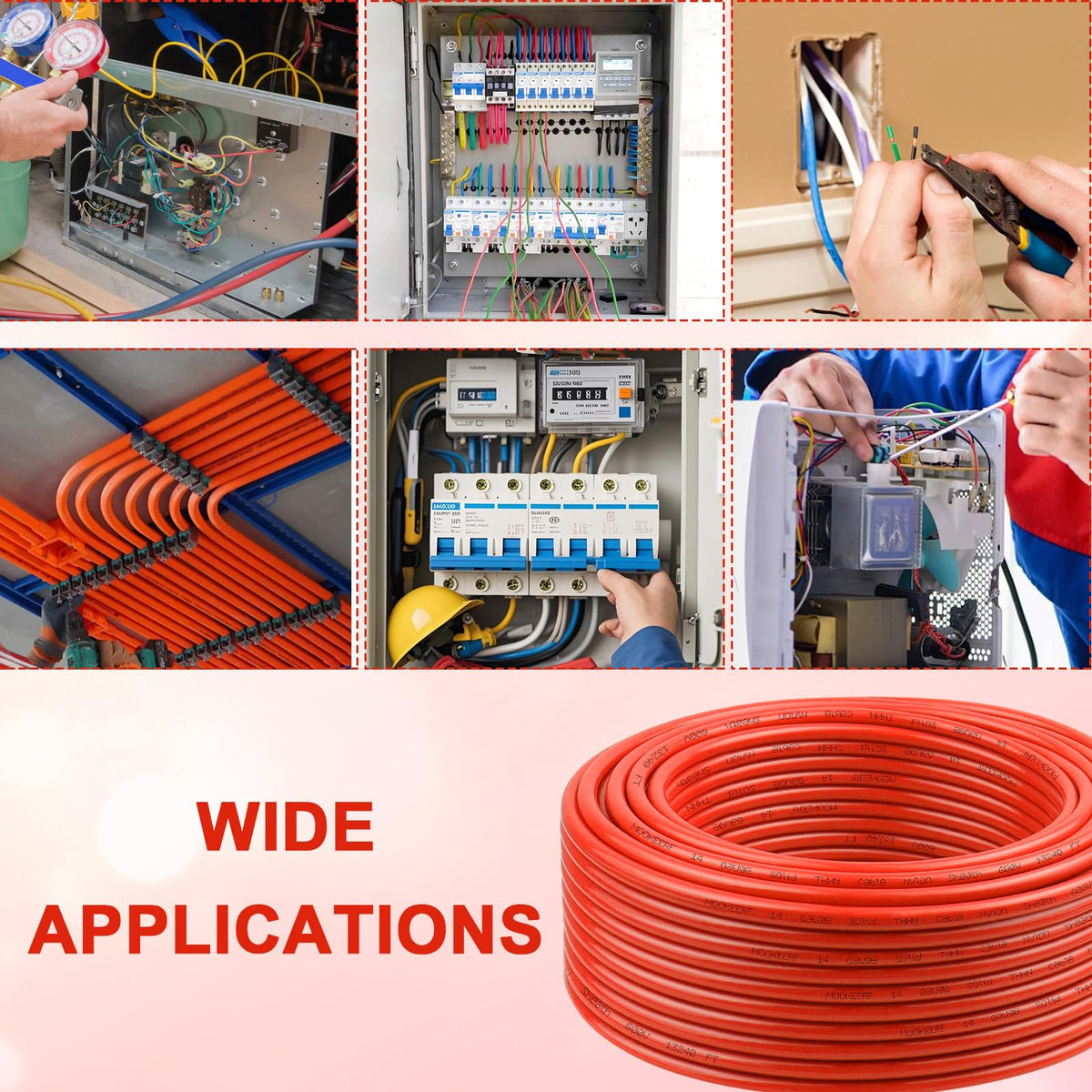 THHN Wire 14 Gauge 50FT (14 Gauge 50FT / Red)