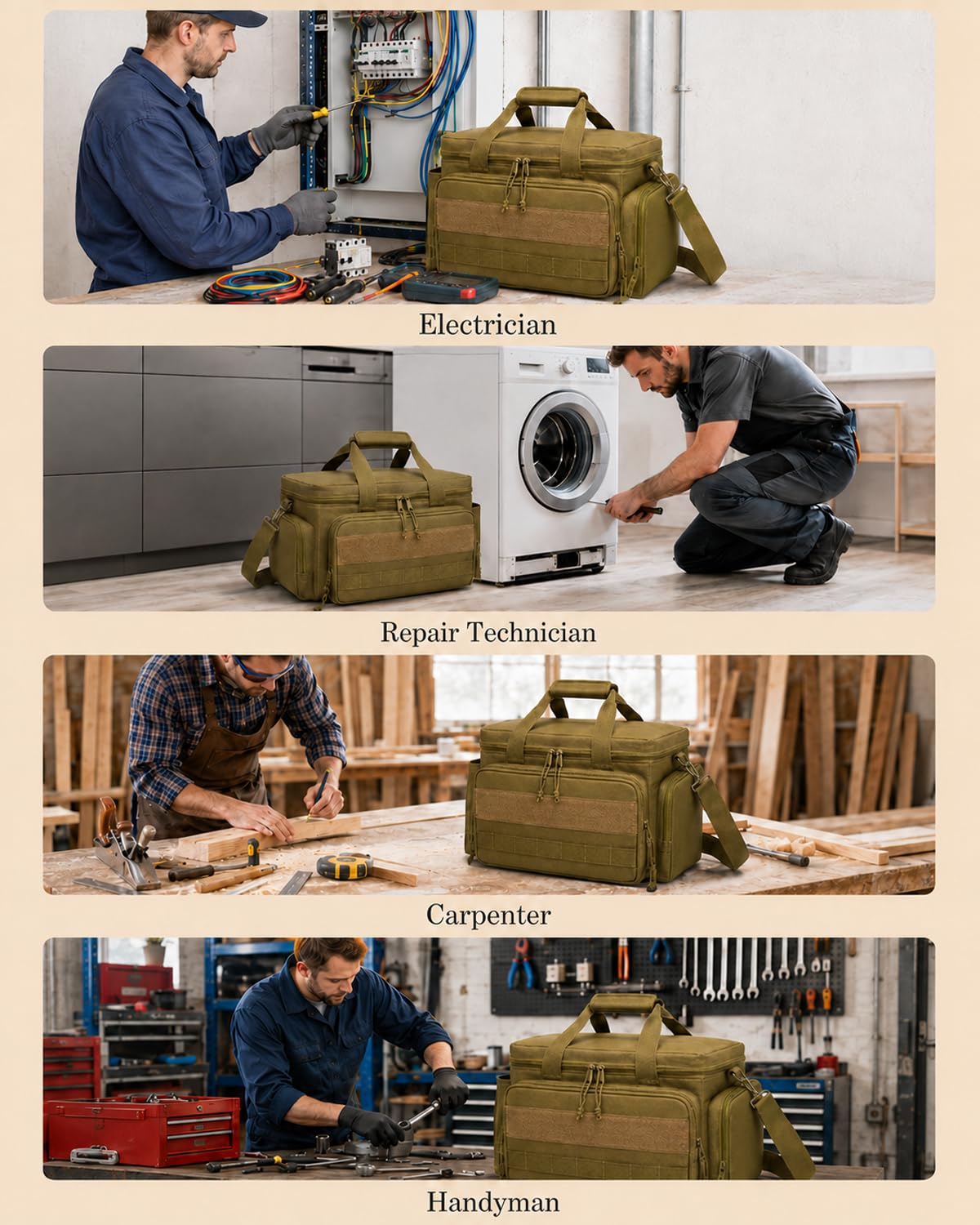 15 Inch Tool Bag Multi (khaki)