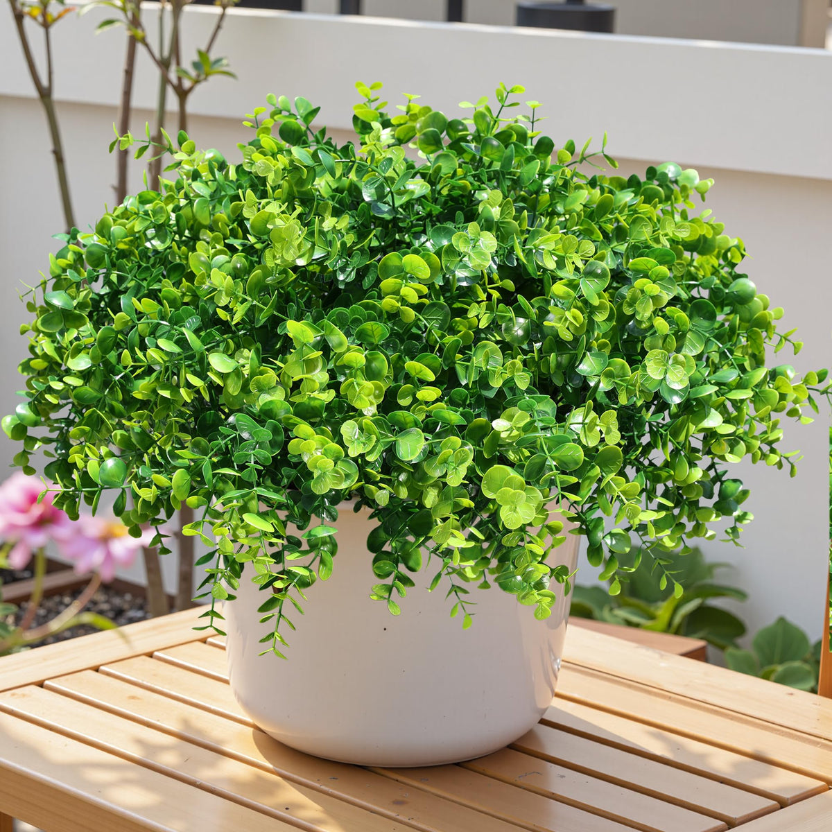 Artificial Plants for Outdoors Outside Spring Summer Decoration (12 Bundles Green Eucalyptus)