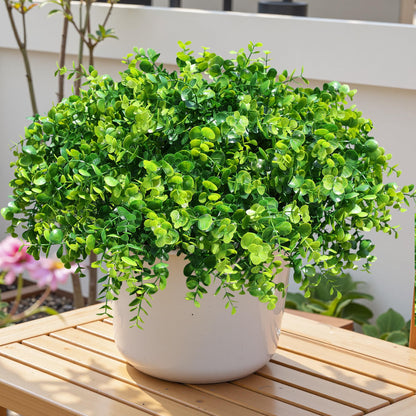 Artificial Plants for Outdoors Outside Spring Summer Decoration (12 Bundles Green Eucalyptus)