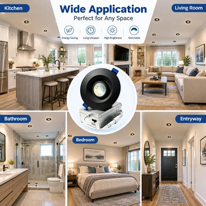 4 Inch Black LED Eyeball Gimbal Recessed Light (6P-Black / 4 Inches Anti-glare)