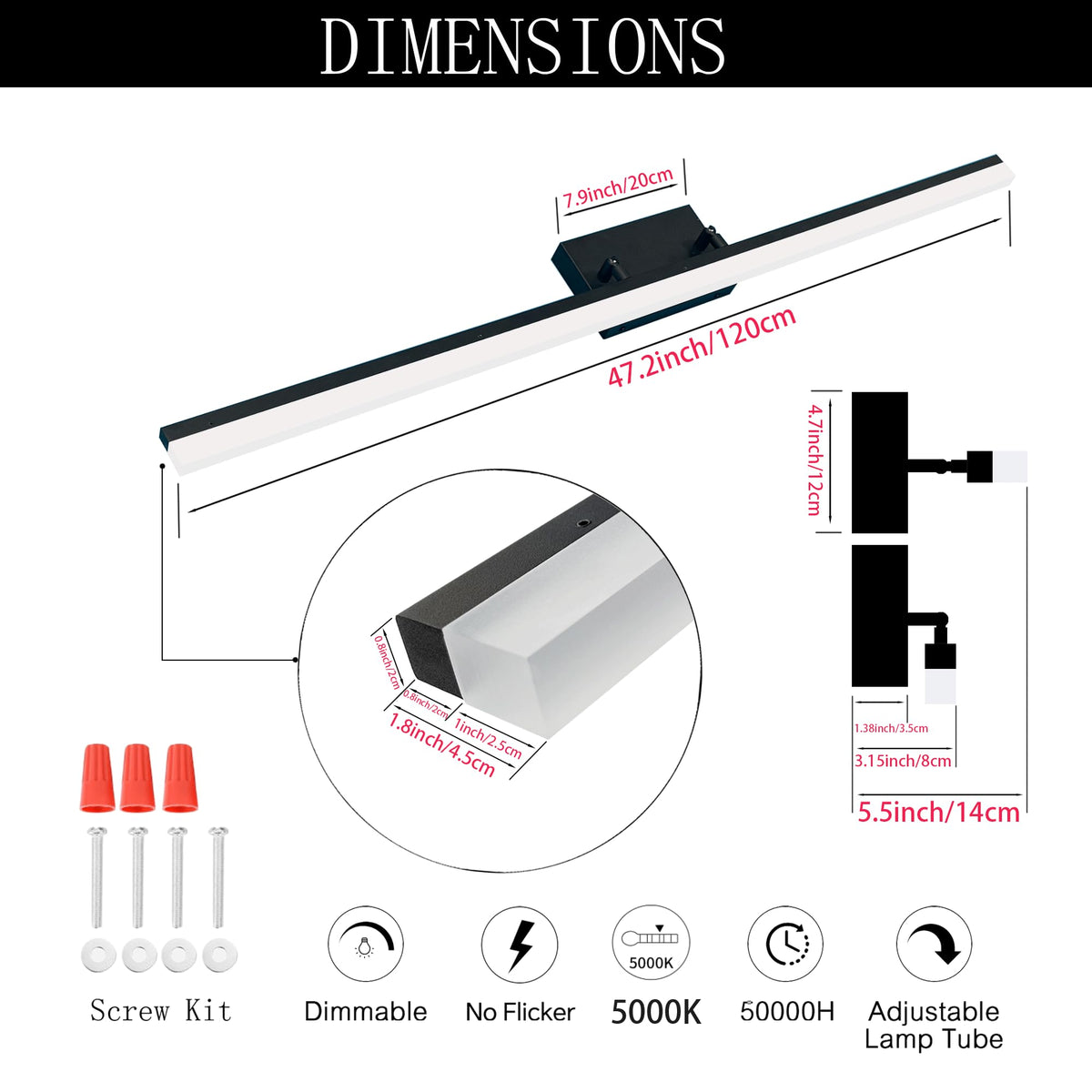48 Inch Modern Bathroom Light Fixtures Over Mirror (48 Inch)