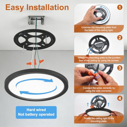 LED Flush Mount Ceiling Light Thin Color Adjustable Wired