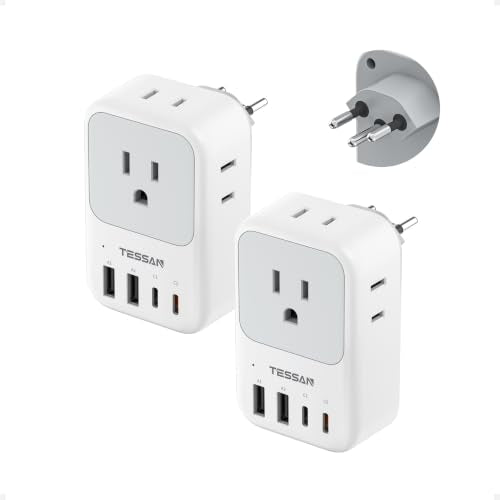 2 Pack 8 in 1 Travel Plug Adapter Type C
