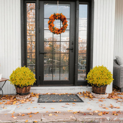Artificial Fall Mums Outdoor Flowers (Fall Mum-yellow-12 Bundles)