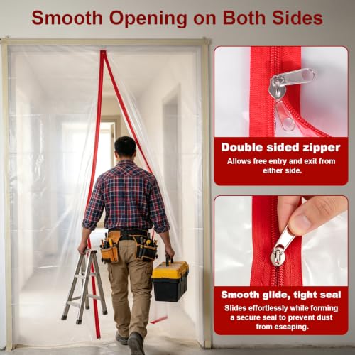 2 Pack Dust Barrier Plastic Zipper Door
