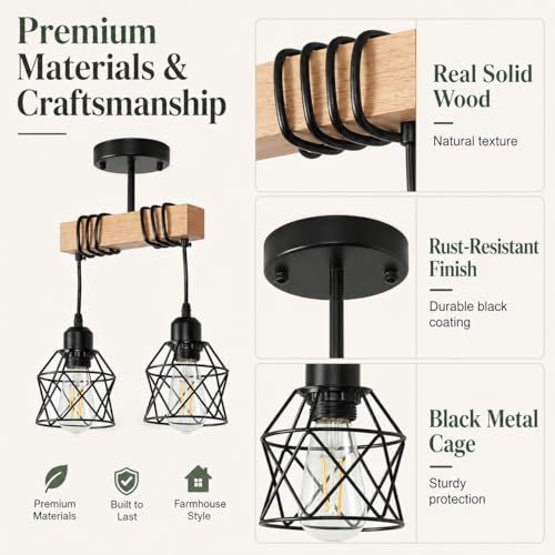 2 Light Farmhouse Semi Flush Mount Ceiling Light (ceiling-2 Light)