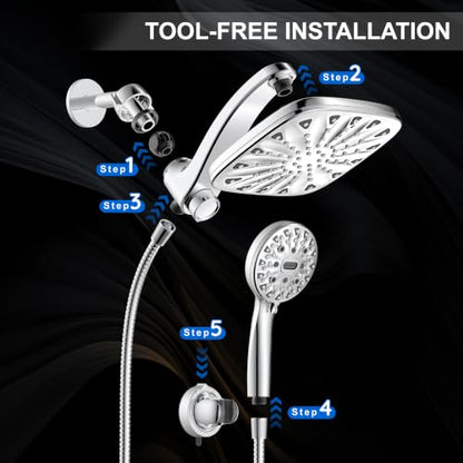 Dual Rainfall Shower Head With Handheld Showerhead