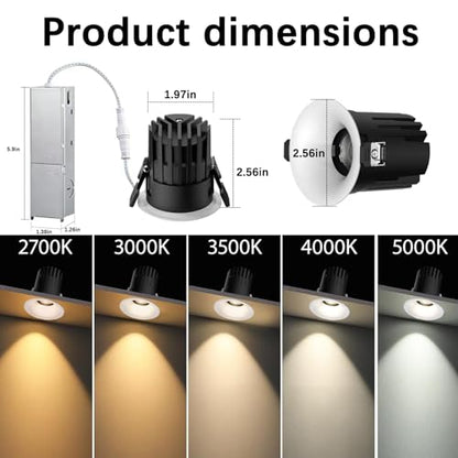 2 inch Deep Regressed 5CCT Anti Glare Gimbal LED Recessed