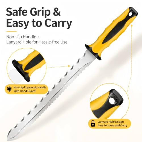 Double Side Serrated Insulation Knife (Yellow / 11 IN)