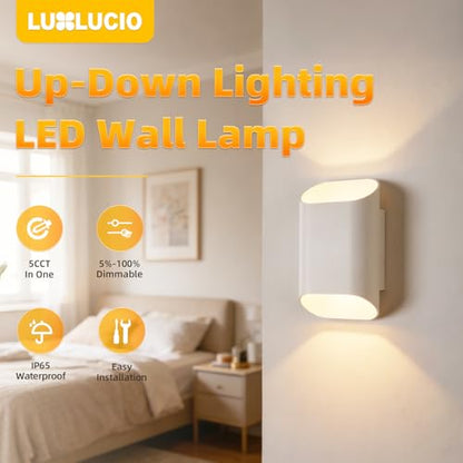White Up & Down Indoor Outdoor LED Wall Sconce (White / 2 pack)
