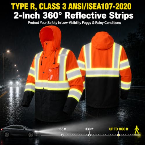 Rain Jacket Men Hi Vis Rain Coats Reflective Raincoat High Visibility Work Suits for Men Women Waterproof