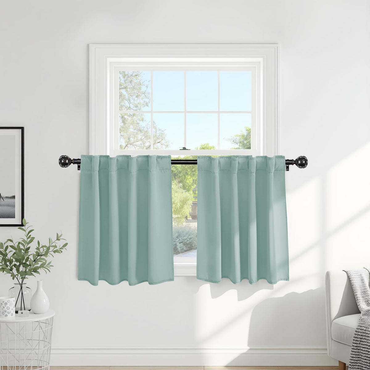 Blackout Curtains Short (Mint Green / 42"W x 36"L (Pack of 2))