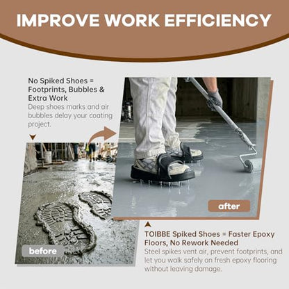 TOIBE Epoxy Floor Spiked Shoes for Epoxy Coating Application Safe Walking on Self Leveling Compounds