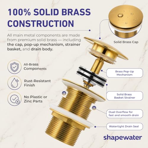 Solid Brass Freestanding Bathtub Drain with Integrated Hair & Valuables Catcher