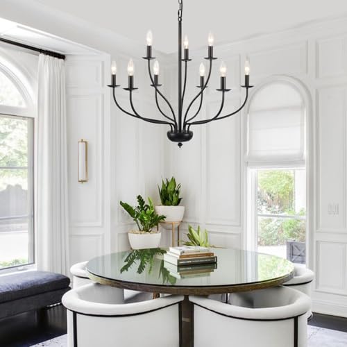 12 Light Black Farmhouse Chandelier