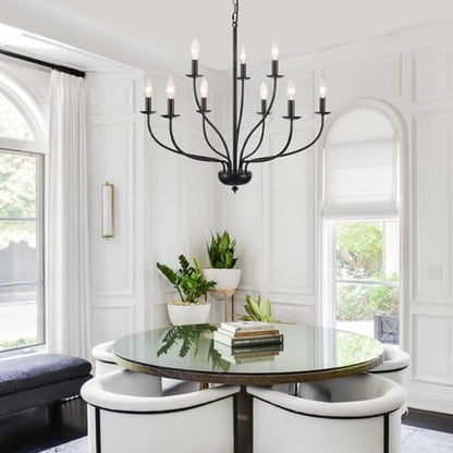 12 Light Black Farmhouse Chandelier