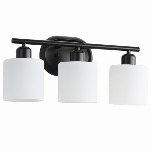 Bathroom Vanity Light with Milky White Frosted Glass Shades