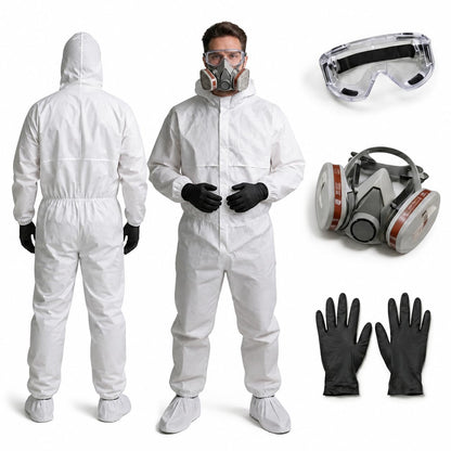 Hazmat Suit Disposable Coverall Kit with Hood (Medium)