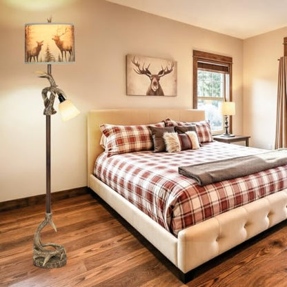 65" Vintage Deer Floor Lamp and Forest