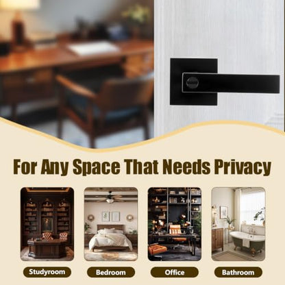 Matte Black keyless Button Lock for Door Handle. Privacy Indoor Door Handle