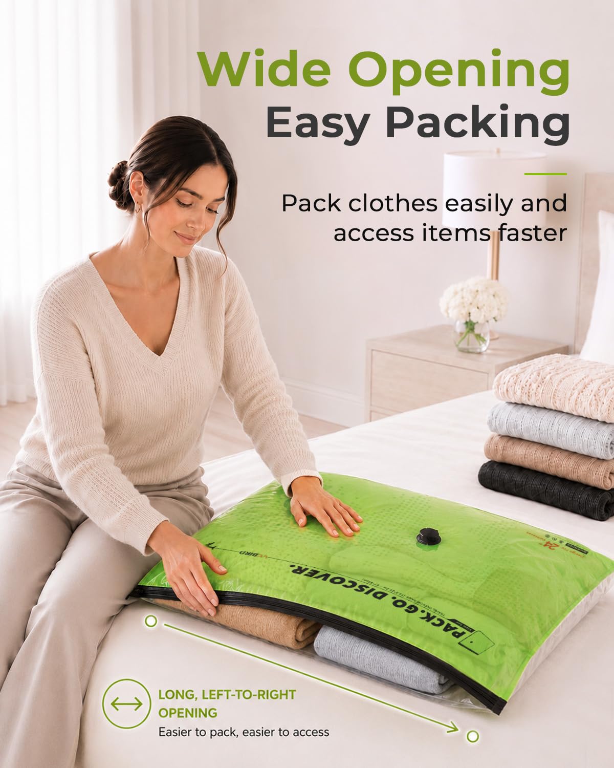 Color Coded Travel Vacuum Bags with Hand Pump