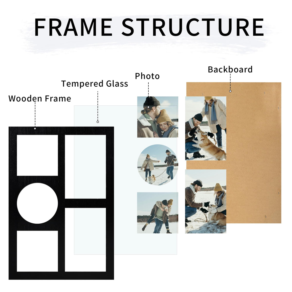 Picture Frame Collage for 4x6 and 4x4 Photos (Rustic Black / 9x13in (1Pack))