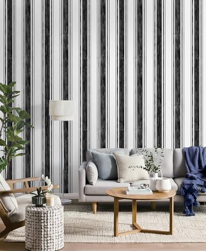 Black and White Wallpaper Peel and Stick 17.3"x197" Hand (Black/White / 17.3" x 197")