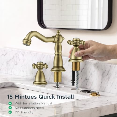 Bathroom Faucet 3 Hole Vintage 8 inch Widespread Sink Faucets