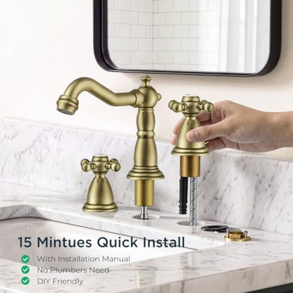 Bathroom Faucet 3 Hole Vintage 8 inch Widespread Sink Faucets