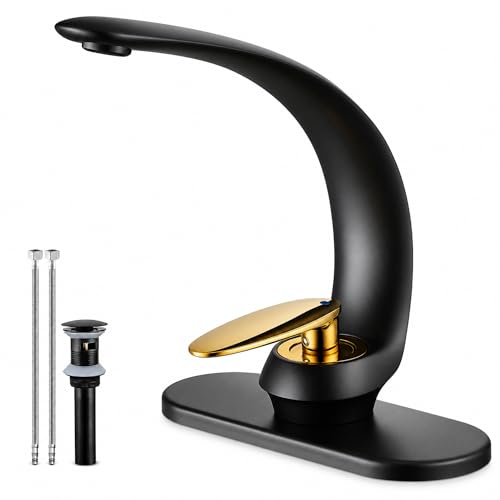 Black Gold Single Hole Brass Bathroom Sink Faucets