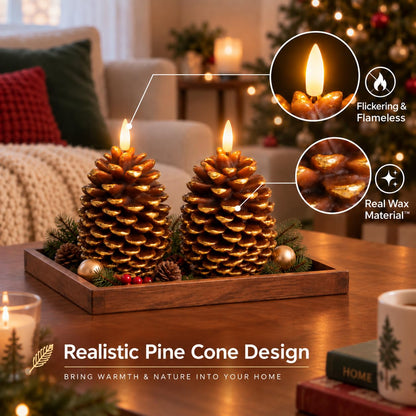 Flameless Pinecone Candles (Brown)