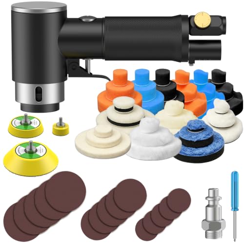 1/2/3 Inch Random Orbital Air Sander, Mini Da Sander for Auto Body Work, High Speed Pneumatic Sander for Metal & Woodworking/Car Polishing Waxing/DIY Projects