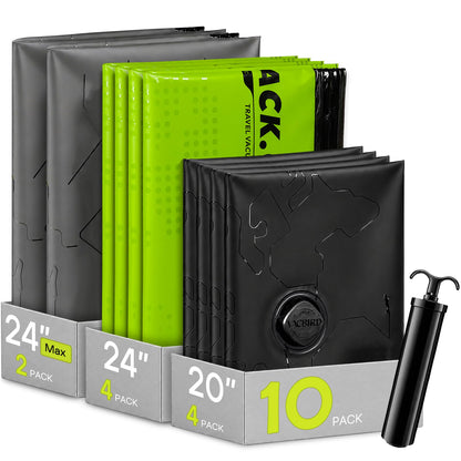 Color Coded Travel Vacuum Bags with Hand Pump for Suitcases
