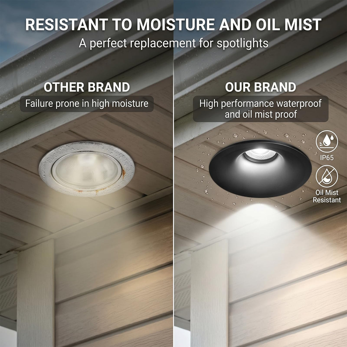 3 Inch Anti Glare Recessed Lighting IP65 Shower Light 5CCT Waterproof LED Downlight with Junction Box (Black-1P / 3 Inch)