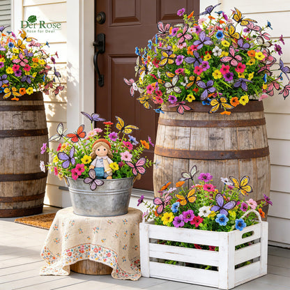 12Pcs Artificial Flowers for Outdoors with Large Fake Butterfly Flowers