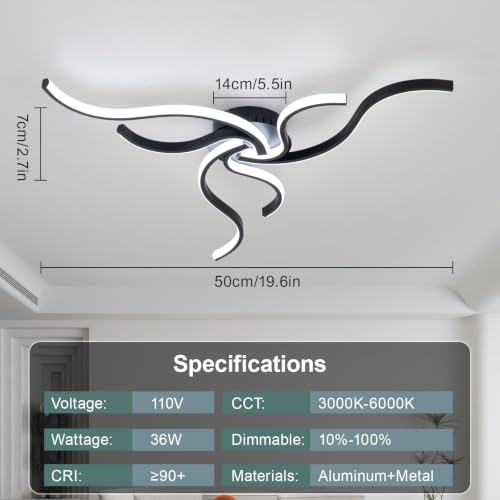 Modern Dimmable Ceiling Light LED Acrylic Flush Mount Ceiling Light with Remote