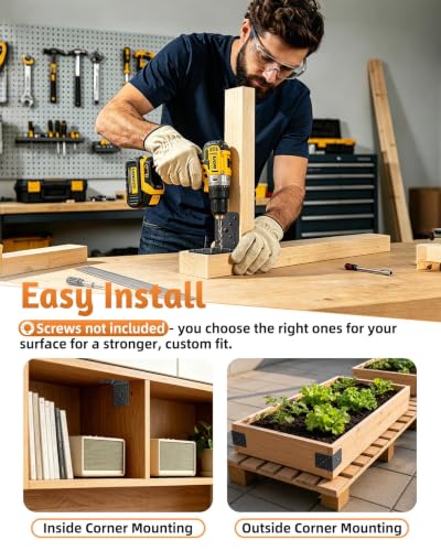 4 Pack L Brackets for Shelves Wood