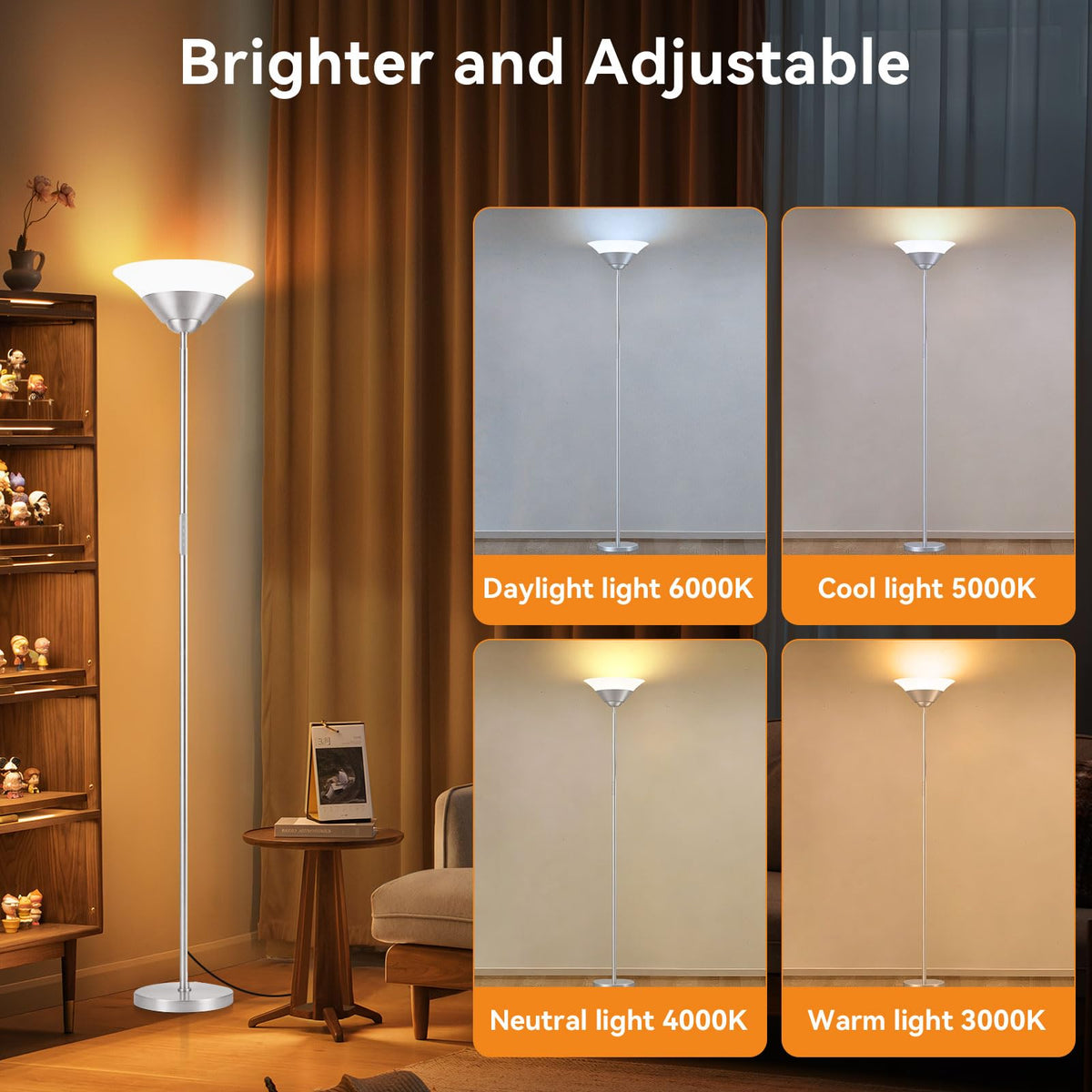 Torchiere Floor Lamp (Silver)