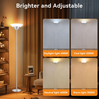 Torchiere Floor Lamp (Silver)