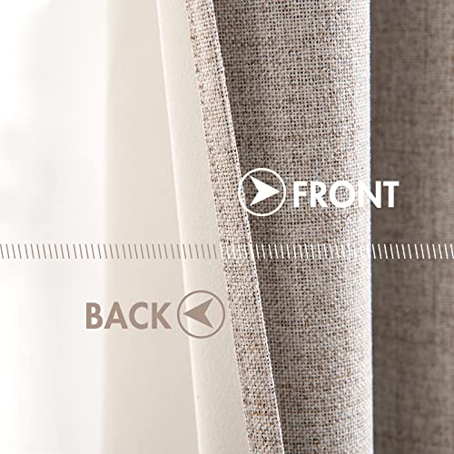 100% Blackout Linen Curtains for Bedroom 52x84 Inches Natural Khaki (Khaki / 52"W x 84"L (Pack of 2))