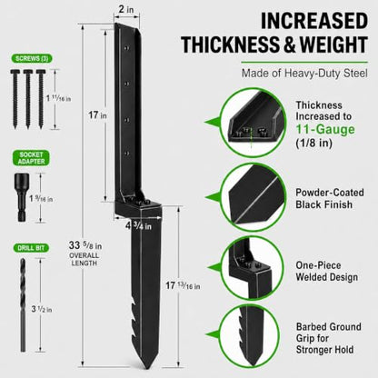 Upgraded Heavy Duty Fence Post Repair Kit Thickened Steel Anchor Stakes