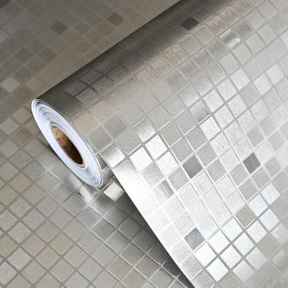 Metallic Brushed Texture Peel and Stick Wallpaper 17.72in x 118in Thick Vinyl Self Adhesive with Air Guide Slot Removable Contact Paper for Kitchen Backsplash