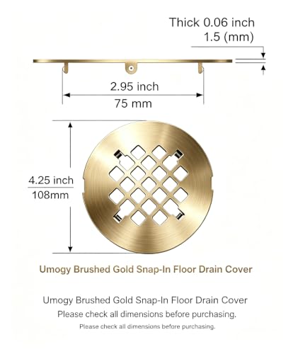 4-1/4 inch snap-on Round Shower Drain Cover, high-end Shower Drain Filter, Solid Square Drain Grille Filter