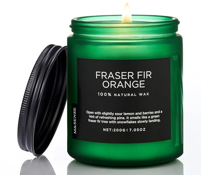 Fraser Fir Orange Non Toxic Christmas Scented Candles 11.6Oz 70H (Small Jar / Fraser Fir Orange)
